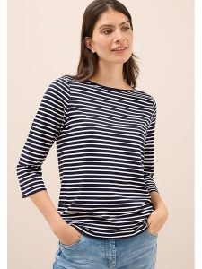 Cecil Koszulka w kolorze granatowo-białym rozmiar: M. Niebieskie bluzki Cecil, m, bez wzorów, z bawełny, bez kołnierzyka, bez ramiączek. Za 95,92 zł.