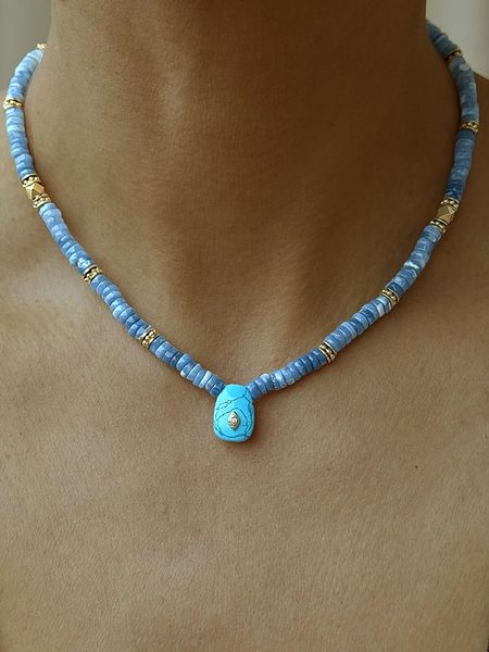 Taboo Pozłacany naszyjnik z kamieniami szlachetnymi - dł. 40 cm rozmiar: onesize. Niebieskie naszyjniki Taboo, z opalem, pozłacane. Za 283,48 zł.