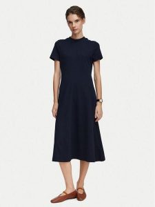 Tommy Hilfiger Sukienka codzienna WW0WW50825 Granatowy Regular Fit. Niebieskie sukienki TOMMY HILFIGER, na co dzień, xs, bez wzorów, z bawełny, bez kołnierzyka, bez ramiączek, proste. Za 529,99 zł.