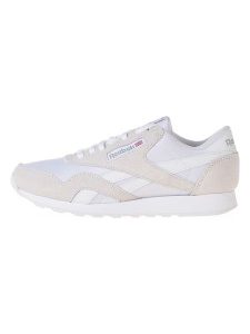 Reebok Skórzane sneakersy "Classic Nylon" w kolorze biało-beżowym rozmiar: 45,5. Białe trampki Reebok, bez wzorów, z materiału, bez zapięcia. Za 184,95 zł.