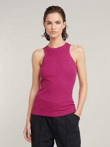 G-Star Top w kolorze fioletowym rozmiar: L. Różowe topy G-Star, l, bez wzorów, z bawełny, retro, bez kołnierzyka, bez ramiączek. Za 122,96 zł.