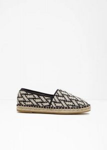 Espadryle z efektem rafii. Czarne balerinki bonprix, bez wzorów, bez obcasa. Za 114,99 zł.
