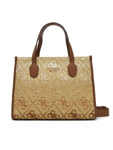 Guess Torebka HWSW86 65220 Beżowy. Brązowe kuferki Guess, z aplikacjami, z materiału, bez dodatków. Za 349,99 zł.