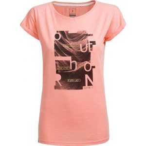T-shirt damski TSD607 - pudrowy koral melanż - Outhorn. T-shirty marki Outhorn. W wyprzedaży za 24,99 zł.