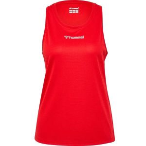 Damski tank top Hummel. Czerwone topy Hummel, bez wzorów, z materiału, bez kołnierzyka, bez ramiączek. Za 125,50 zł.