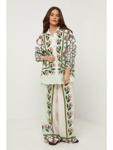 Lin Passion Lniana koszula w kolorze jasnozielonym ze wzorem rozmiar: 34/36. Zielone koszule Lin Passion, bez wzorów, ze lnu, bez kołnierzyka, bez ramiączek. Za 152,99 zł.