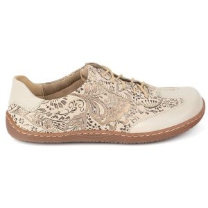 Olivier Buty barefoot skórzane damskie Thalia półbuty minimalistyczne print beżowe beżowy. Brązowe półbuty bez wzorów, z materiału, bez obcasa, bez zapięcia. Za 438,49 zł.
