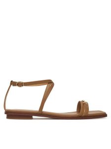 MICHAEL Michael Kors Sandały Lena 40S5LEFS1L Brązowy. Brązowe sandały MICHAEL Michael Kors, bez wzorów, ze lnu, bez obcasa, na płaskiej podeszwie, bez zapięcia. Za 439,99 zł.
