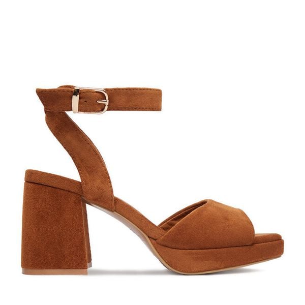 Sandały DeeZee. Brązowe sandały DeeZee, bez wzorów, bez obcasa, na słupku, bez zapięcia. Za 139,99 zł.