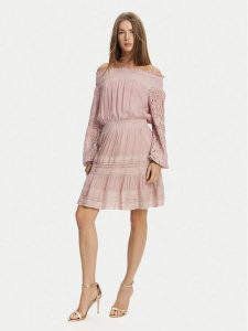 Guess Sukienka koktajlowa W5GK24 WE550 Różowy Regular Fit. Czerwone kombinezony Guess, xs, z aplikacjami, z wiskozy, wizytowe, bez kołnierzyka, bez ramiączek. Za 449,99 zł.