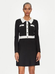 Morgan Sukienka dzianinowa 251-RMAVA Czarny Slim Fit. Czarne kombinezony Morgan, xs, bez wzorów, z dzianiny, bez kołnierzyka, bez ramiączek. Za 249,99 zł.