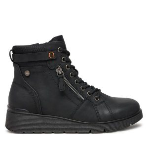 Botki Refresh. Czarne botki Refresh, bez wzorów, bez obcasa, na płaskiej podeszwie, bez zapięcia. Za 289,99 zł.
