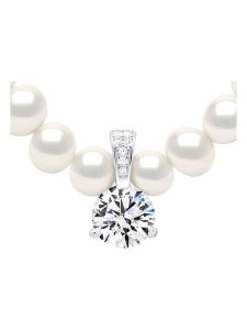 Pearline Naszyjnik z perłami i cyrkonią - dł. 42 cm rozmiar: onesize. Białe naszyjniki Pearline, z cyrkonią, srebrne. Za 359,13 zł.