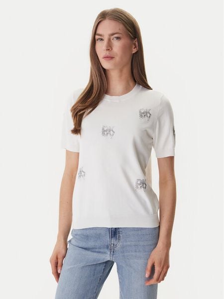 DKNY Sweter DJ6R0242 Écru Regular Fit. Białe swetry klasyczne DKNY, xs, z syntetyku, bez kołnierzyka. Za 195,99 zł.