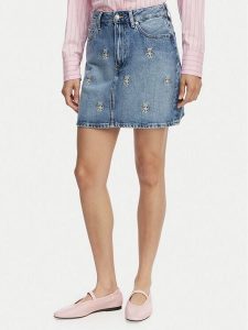 Tommy Hilfiger Spódnica jeansowa TH Crest Embroidery WW0WW50623 Niebieski Regular Fit. Niebieskie spódnice TOMMY HILFIGER, bez wzorów, z bawełny. Za 476,99 zł.