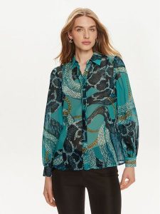 Fracomina Koszula FQ24ST6002W412N4 Turkusowy Regular Fit. Niebieskie koszule Fracomina, s, bez wzorów, z syntetyku, bez kołnierzyka, bez ramiączek. Za 369,99 zł.