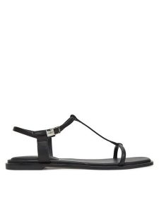 Calvin Klein Sandały Flat Sandal Squared Buckle Lth HW0HW02556 Czarny. Czarne sandały Calvin Klein, bez wzorów, ze skóry, bez obcasa, na płaskiej podeszwie, bez zapięcia. Za 334,99 zł.