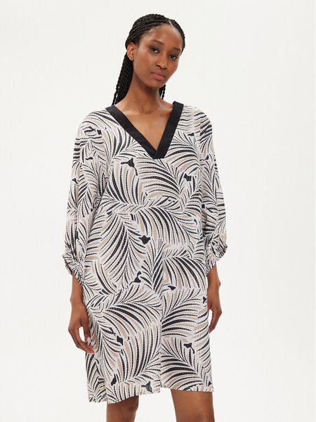 Selmark Sukienka letnia BK795 Beżowy Regular Fit. Brązowe kombinezony Selmark, na lato, bez wzorów, z bawełny, bez kołnierzyka, bez ramiączek. Za 159,99 zł.