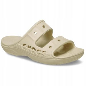 Klapki Dla Dorosłych Crocs Baya. Brązowe klapki Crocs, bez wzorów, z materiału, bez obcasa. Za 119,99 zł.