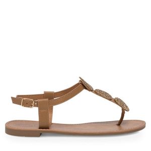 Sandały Jenny Fairy. Brązowe sandały Jenny Fairy, bez wzorów, bez obcasa, na płaskiej podeszwie, bez zapięcia. Za 119,99 zł.