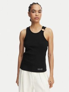 Liu Jo Beachwear Top VA6122 J4822 Czarny Regular Fit. Czarne topy Liu Jo Beachwear, s, bez wzorów, z bawełny, bez kołnierzyka, bez ramiączek. Za 179,99 zł.