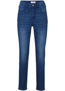 Dżinsy Skinny High Waist, cropped. Niebieskie jeansy bonprix, bez wzorów, z jeansu, z podwyższonym stanem. Za 99,99 zł.