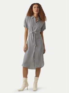 Vero Moda Sukienka koszulowa Bumpy 10279684 Szary Regular Fit. Szare kombinezony Vero Moda, l, bez wzorów, z wiskozy, bez kołnierzyka, bez ramiączek, koszulowe. Za 89,99 zł.