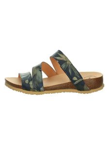 Think! Skórzane klapki "Julia" w kolorze granatowo-zielonym rozmiar: 39. Niebieskie klapki Think, bez wzorów, z otwartym noskiem, bez obcasa. Za 143,22 zł.