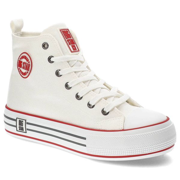 Białe Trampki Big Star Damskie Stylowe Buty. Białe trampki Big Star, bez wzorów, z materiału, bez zapięcia. Za 127,90 zł.