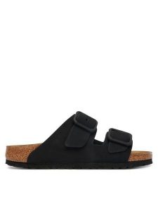 Birkenstock Klapki Arizona Wire Buckle 1031771 Czarny. Czarne klapki Birkenstock, bez wzorów, z nubiku, bez obcasa. Za 460,99 zł.