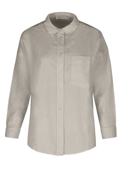 Koszula z lnem K-VEHI. Brązowe koszule Volcano, m, bez wzorów, ze lnu, bez kołnierzyka, bez ramiączek. Za 119,99 zł.