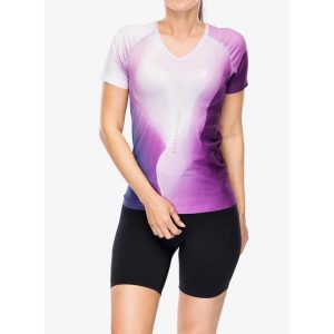 Koszulka biegowa damska Compressport Performance S/S T-Shirt. Fioletowe koszulki sportowe Compressport, bez wzorów, bez ramiączek. Za 197,99 zł.