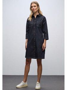 Cecil Sukienka dżinsowa w kolorze granatowym rozmiar: 42. Niebieskie sukienki Cecil, bez wzorów, bez kołnierzyka, bez ramiączek, mini. Za 161,73 zł.