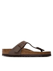 Birkenstock Japonki Gizeh 0043751 Brązowy. Brązowe klapki Birkenstock, bez wzorów, z tworzywa sztucznego, bez obcasa. Za 329,99 zł.