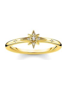 Thomas Sabo Pozłacany pierścionek z cyrkoniami rozmiar: 54. Żółte pierścionki Thomas Sabo, z cyrkonią, pozłacane. Za 139,95 zł.
