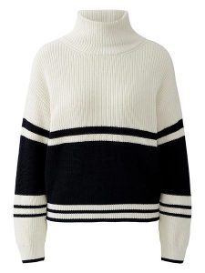 Miss Lagotte Sweter w kolorze biało-czarnym rozmiar: 38. Białe swetry oversize Miss Lagotte, bez wzorów, ze splotem, bez ramiączek. Za 126,99 zł.