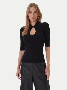 KAOS Sweter RI1NT053 0001 Czarny Regular Fit. Czarne swetry klasyczne KAOS, s, z syntetyku, bez kołnierzyka. Za 389,99 zł.