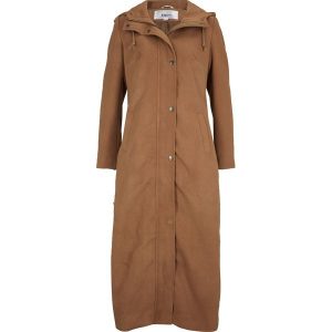 Długi płaszcz z materiału w optyce wełny. Czarne płaszcze bonprix, bez wzorów, z wełny, z kapturem. Za 349,99 zł.