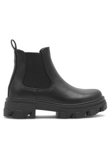 DeeZee Botki H12901-6 Czarny. Czarne botki DeeZee, bez wzorów, z tworzywa sztucznego, bez obcasa, na płaskiej podeszwie, bez zapięcia. Za 169,99 zł.