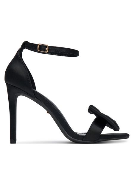 DeeZee Sandały EA6554-109 Czarny. Czarne sandały DeeZee, bez wzorów, z materiału, bez obcasa, na szpilce, bez zapięcia. Za 149,99 zł.