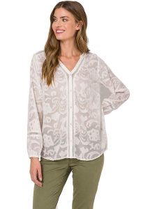 Heine Bluzka w kolorze białym rozmiar: 42. Białe bluzki Heine, bez wzorów, bez kołnierzyka, bez ramiączek. Za 48,05 zł.