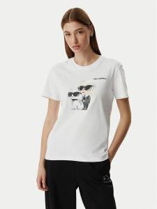 KARL LAGERFELD T-Shirt A3W17077 Biały Regular Fit. Białe t-shirty KARL LAGERFELD, l, bez wzorów, z bawełny, bez kołnierzyka, bez ramiączek. Za 279,99 zł.