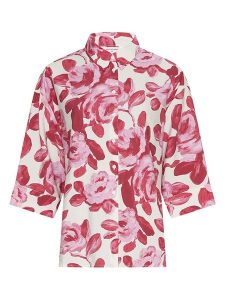 MOSS COPENHAGEN Bluzka w kolorze czerwono-jasnoróżowo-kremowym rozmiar: S/M. Brązowe bluzki Moss Copenhagen, m, bez wzorów, bez kołnierzyka, bez ramiączek. Za 140,20 zł.