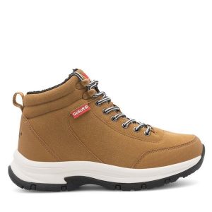 Botki Go Soft. Brązowe botki Go Soft, bez wzorów, bez obcasa, na płaskiej podeszwie, bez zapięcia. Za 199,99 zł.