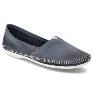 Niebieskie Baleriny Maciejka Wygodne Obuwie Damskie. Niebieskie balerinki Maciejka, bez wzorów, ze skóry, bez obcasa, bez zapięcia. Za 246,99 zł.