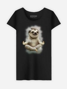 WOOOP Koszulka "Sloth Meditate" w kolorze czarnym rozmiar: S. Czarne bluzki Wooop, s, bez wzorów, z bawełny, bez kołnierzyka, bez ramiączek. Za 56,99 zł.