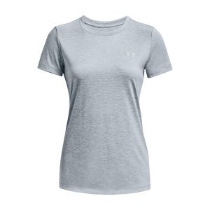 Koszulka treningowa damska Under Armour Tech SSC - Twist. Niebieskie koszulki sportowe Under Armour, bez wzorów, bez ramiączek. Za 69,99 zł.