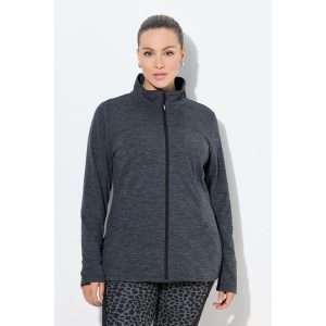 Damskie Bluza funkcyjna wąski krój stójka długi rękaw. Czarne bluzy Ulla Popken, plus size, bez wzorów, z elastanu, bez kaptura. W wyprzedaży za 279,99 zł.