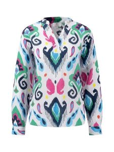 FYNCH-HATTON Lniana bluzka w kolorze białym ze wzorem rozmiar: 34. Białe bluzki FYNCH-HATTON, bez wzorów, ze lnu, bez kołnierzyka, bez ramiączek. Za 126,99 zł.