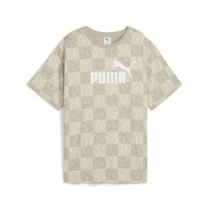 Damska luźna koszulka ESS GRAPHIC PUMA Alpine Snow White. Białe koszulki sportowe Puma, bez wzorów, z gumy, bez ramiączek. W wyprzedaży za 99,00 zł.